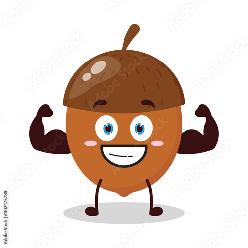 cute masculine healthy athlete expression of walnut cartoon character