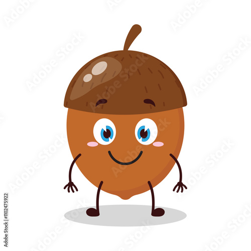 cute smile expression of walnut cartoon character
