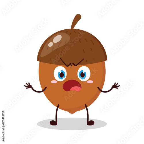 cute why expression of walnut cartoon character