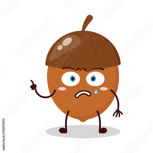cute weird expression of walnut cartoon character