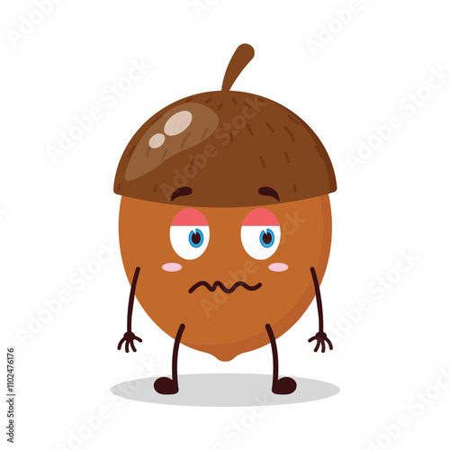 cute grumpy expression of walnut cartoon character