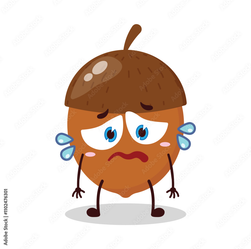 cute depressed expression of walnut cartoon character cute depressed expression of walnut cartoon character