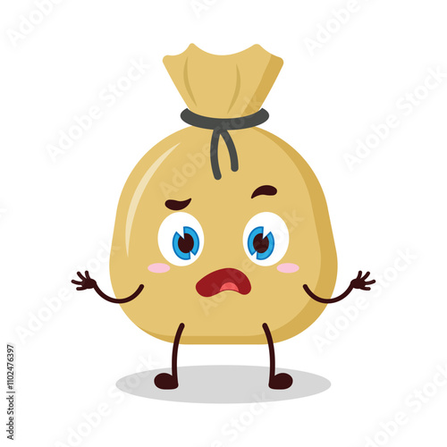 cute don't know expression of money bag cartoon character