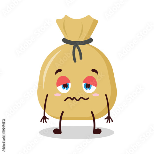 cute nope expression of money bag cartoon character
