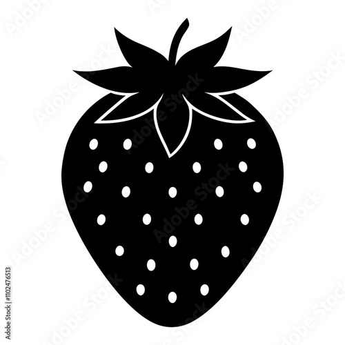 strawberry silhouette vector, Strawberry silhouette icon isolated on white background. Black outline symbol,