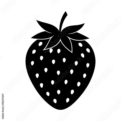strawberry silhouette vector, Strawberry silhouette icon isolated on white background. Black outline symbol,