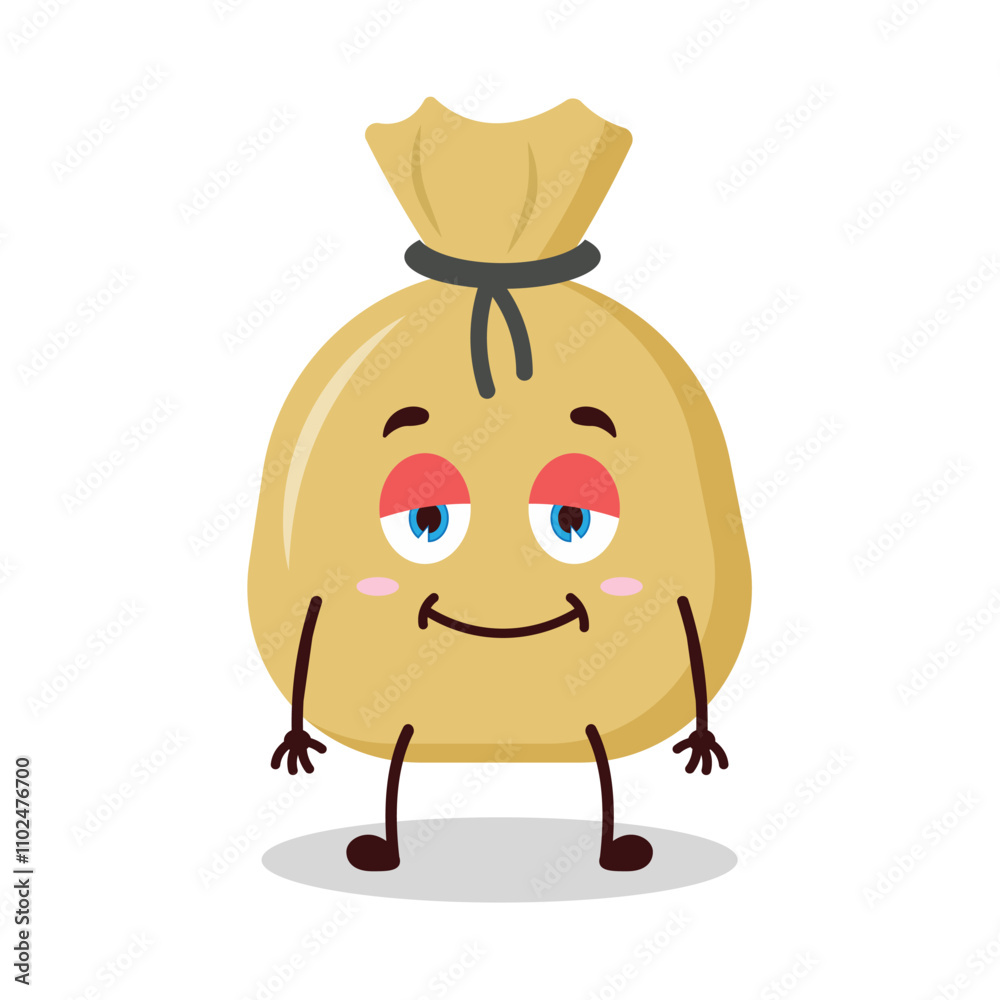 cute lazy expression of money bag cartoon character