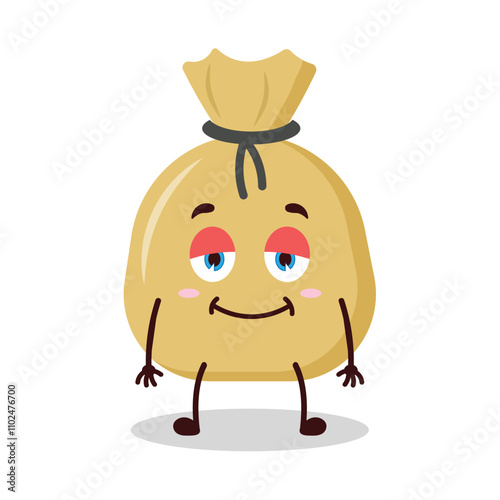 cute lazy expression of money bag cartoon character