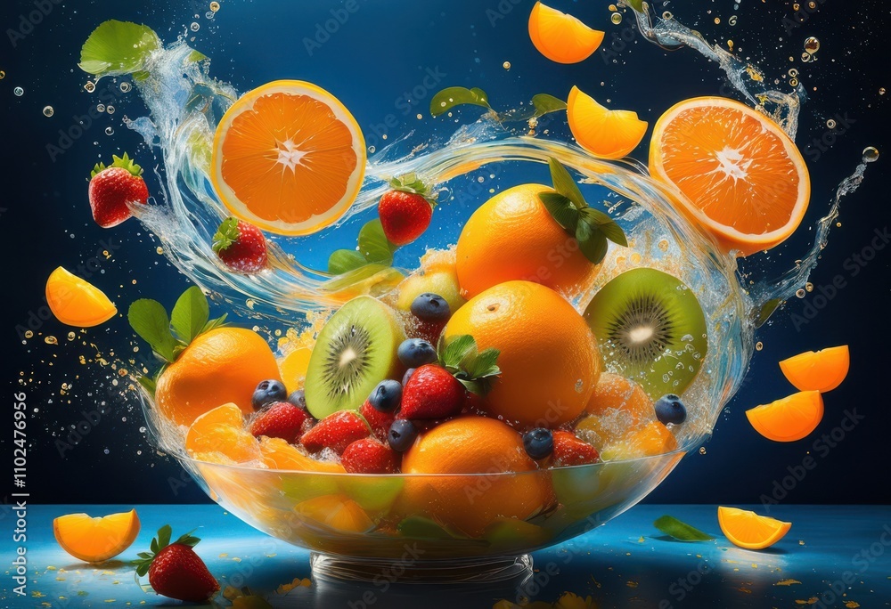 brightly colored floating fruit arrangement lively textures shapes surrounded air light elements, apples, artistic, avocado, bananas, berries, bowl brightly colored floating fruit arrangement lively textures shapes surrounded air light elements, apples, artistic, avocado, bananas, berries, bowl