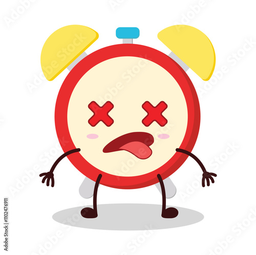 cute fainted expression of clock cartoon character