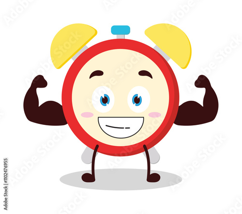cute masculine healthy athlete expression of clock cartoon character