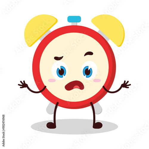 cute don't know expression of clock cartoon character