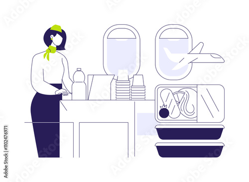 In-flight catering abstract concept vector illustration.