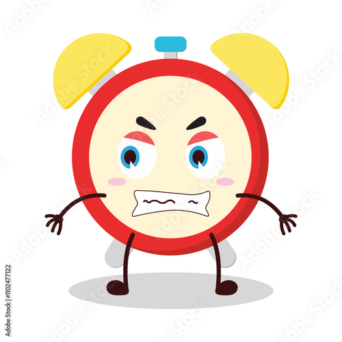 cute mad expression of clock cartoon character