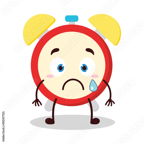 cute nervous expression of clock cartoon character