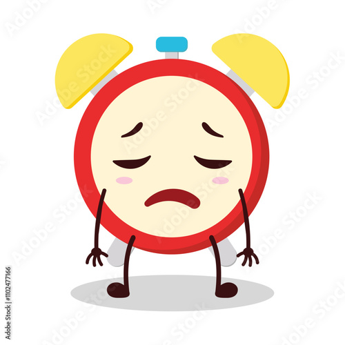 cute tired expression of clock cartoon character