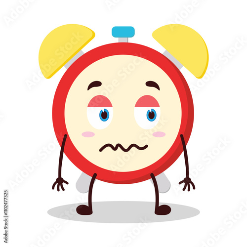 cute grumpy expression of clock cartoon character