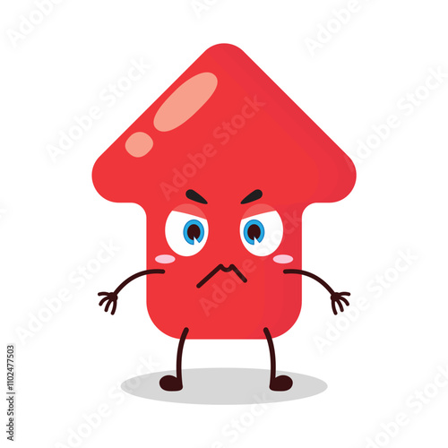 cute irritated expression of red arrow cartoon character