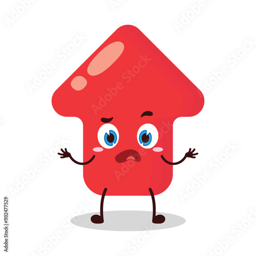 cute don't know expression of red arrow cartoon character