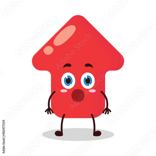 cute shocked expression of red arrow cartoon character