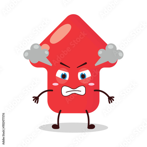 cute angry expression of red arrow cartoon character