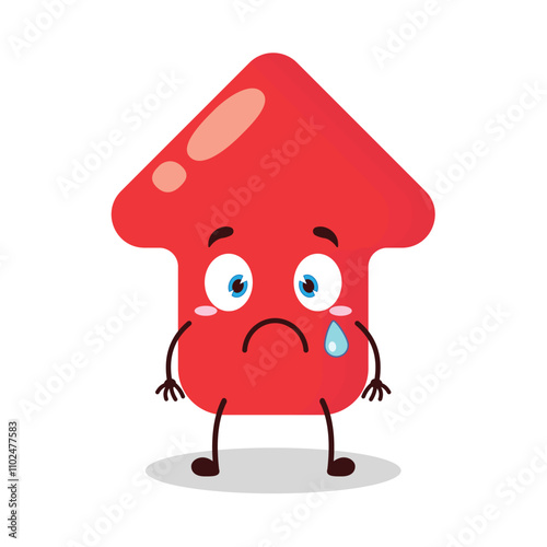cute nervous expression of red arrow cartoon character