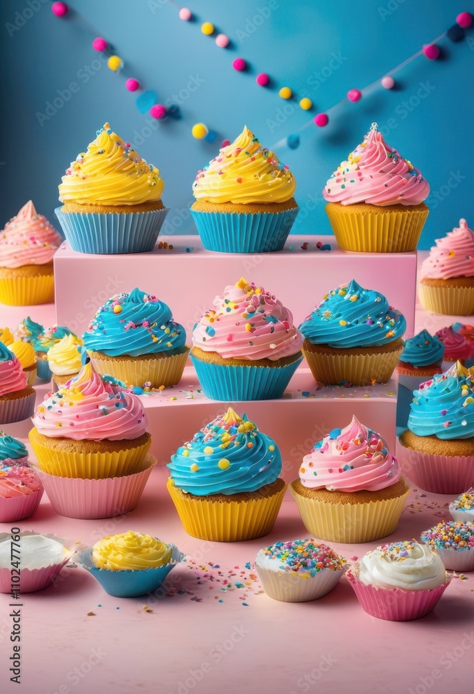 vibrant array colorful cupcakes artfully arranged eye catching product display festive flavorful appeal, rainbow, lgbtq, lgbt, pride, love, equality vibrant array colorful cupcakes artfully arranged eye catching product display festive flavorful appeal, rainbow, lgbtq, lgbt, pride, love, equality