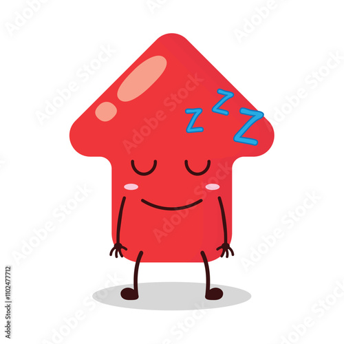 cute sleep expression of red arrow cartoon character