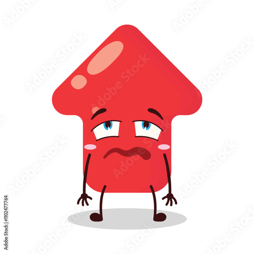 cute bored expression of red arrow cartoon character