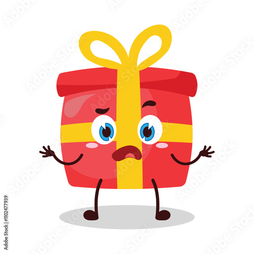 cute don't know expression of red gift box cartoon character