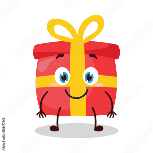 cute smile expression of red gift box cartoon character