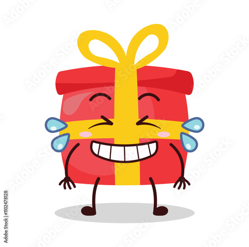cute pleased expression of red gift box cartoon character