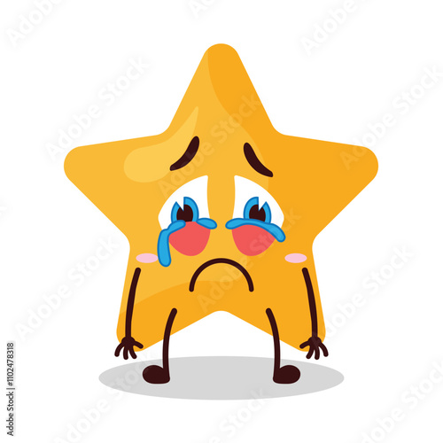 cute cry expression of star cartoon character