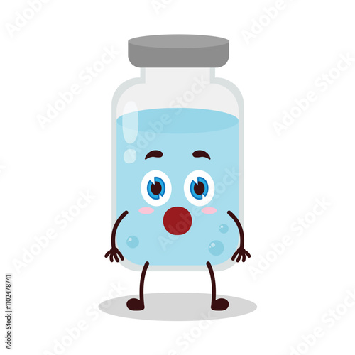 cute shocked expression of medicine vial bottle cartoon character