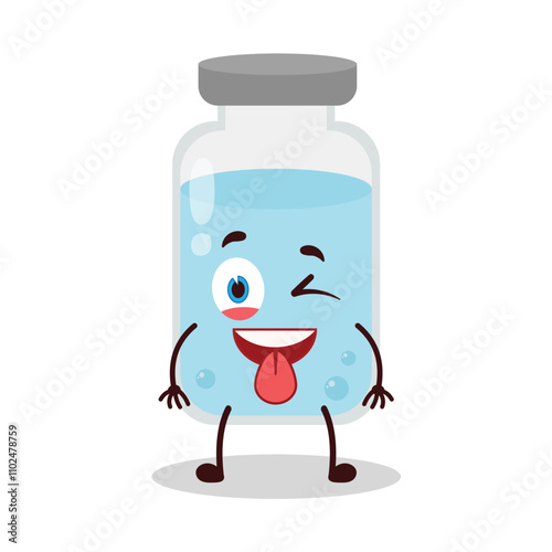 cute teased expression of medicine vial bottle cartoon character