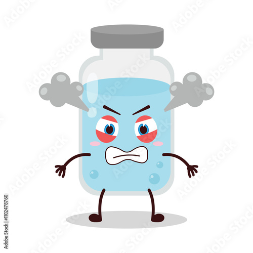 cute furious expression of medicine vial bottle cartoon character