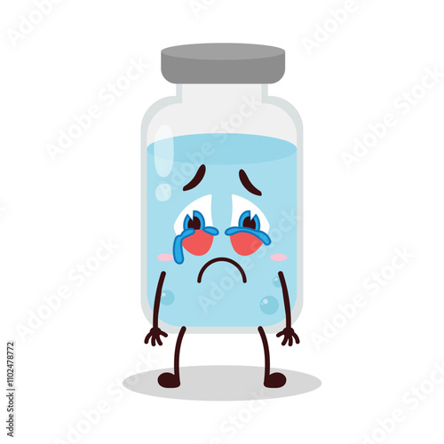 cute cry expression of medicine vial bottle cartoon character