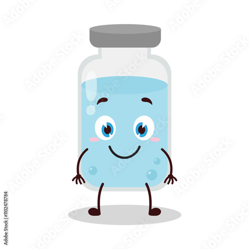 cute smile expression of medicine vial bottle cartoon character
