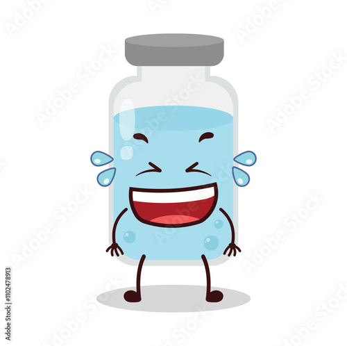 cute laugh out loud expression of medicine vial bottle cartoon character