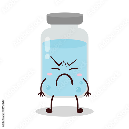 cute annoyed expression of medicine vial bottle cartoon character