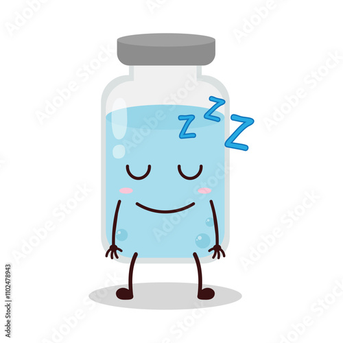 cute sleep expression of medicine vial bottle cartoon character
