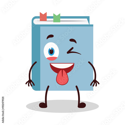 cute teased expression of blue book cartoon character