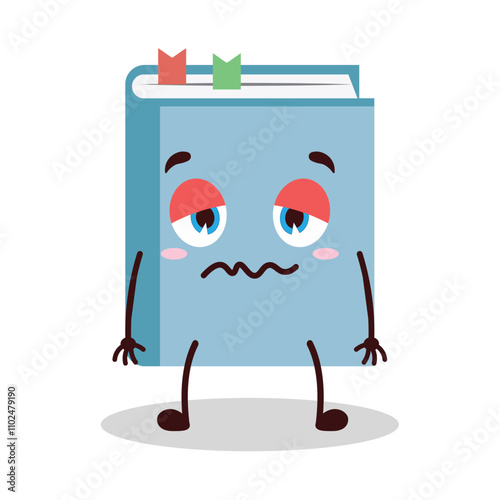 cute nope expression of blue book cartoon character