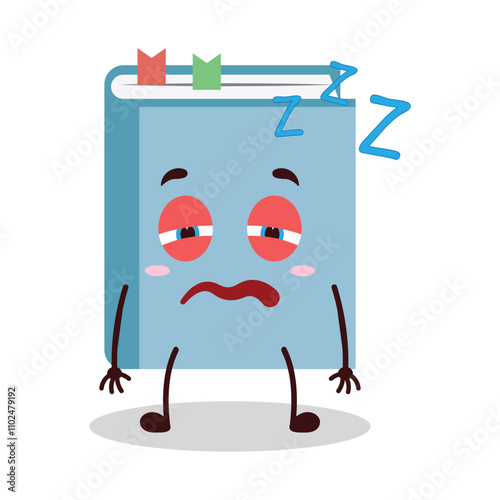 cute sleepy expression of blue book cartoon character
