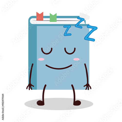 cute sleep expression of blue book cartoon character