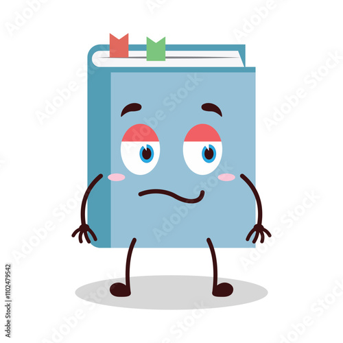 cute silent expression of blue book cartoon character