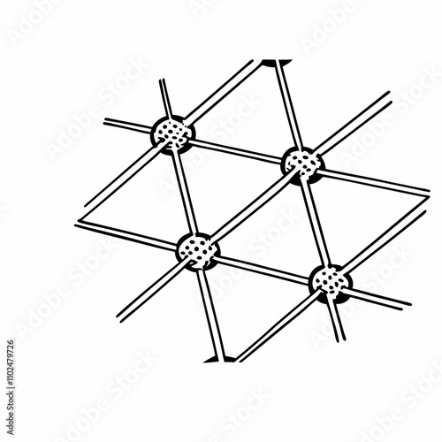 Interlacing lines forming complex geometric abstract networks