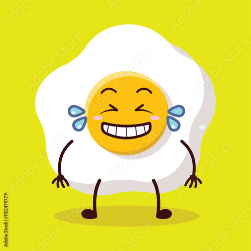 cute pleased expression of fried egg cartoon character