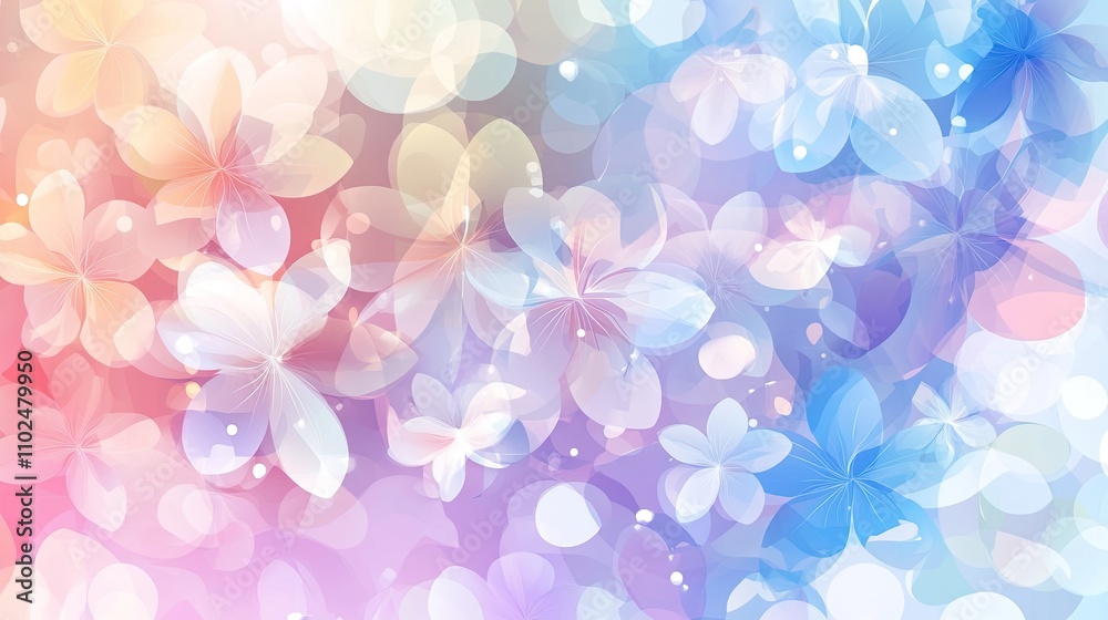 Soft pastel floral background with bokeh effect.