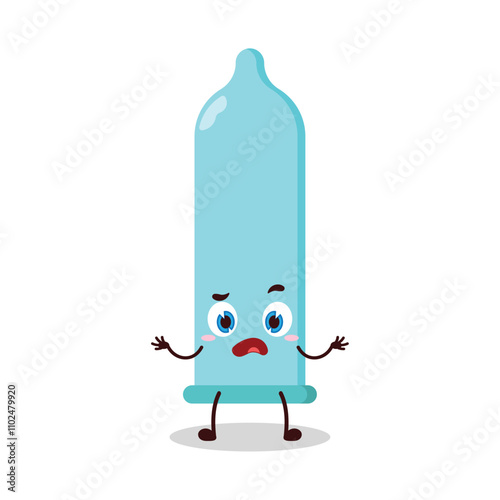 cute don't know expression of condom cartoon character